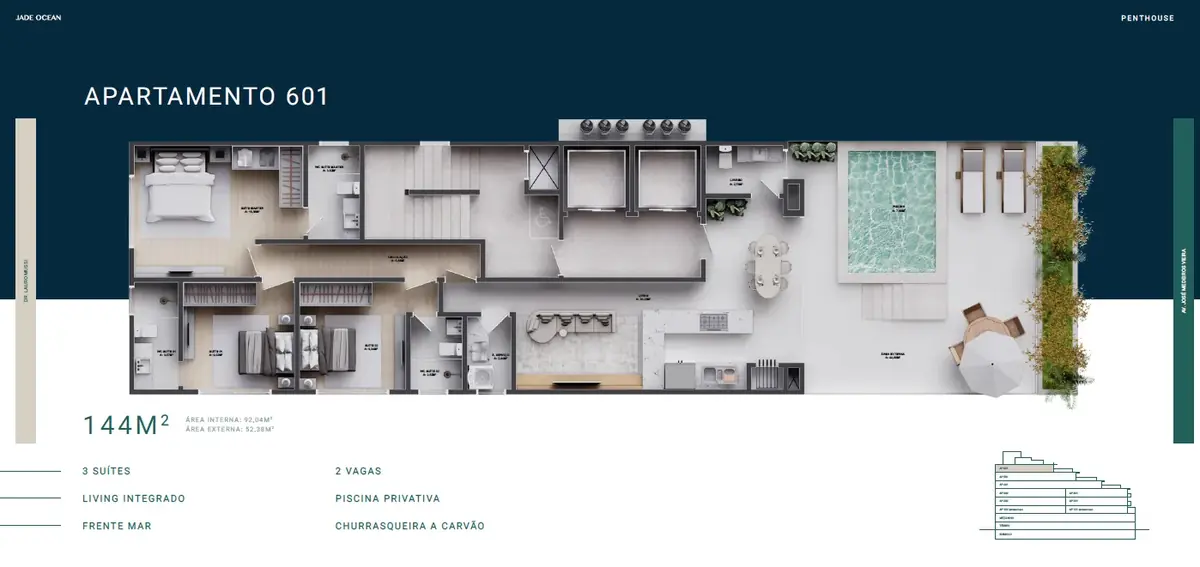 Planta Jade Ocean — Mezanino Área de Lazer 240m²